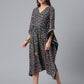 Ahalyaa Crepe Black Digital & Foil Floral Printed Kaftan | Swadesiicart