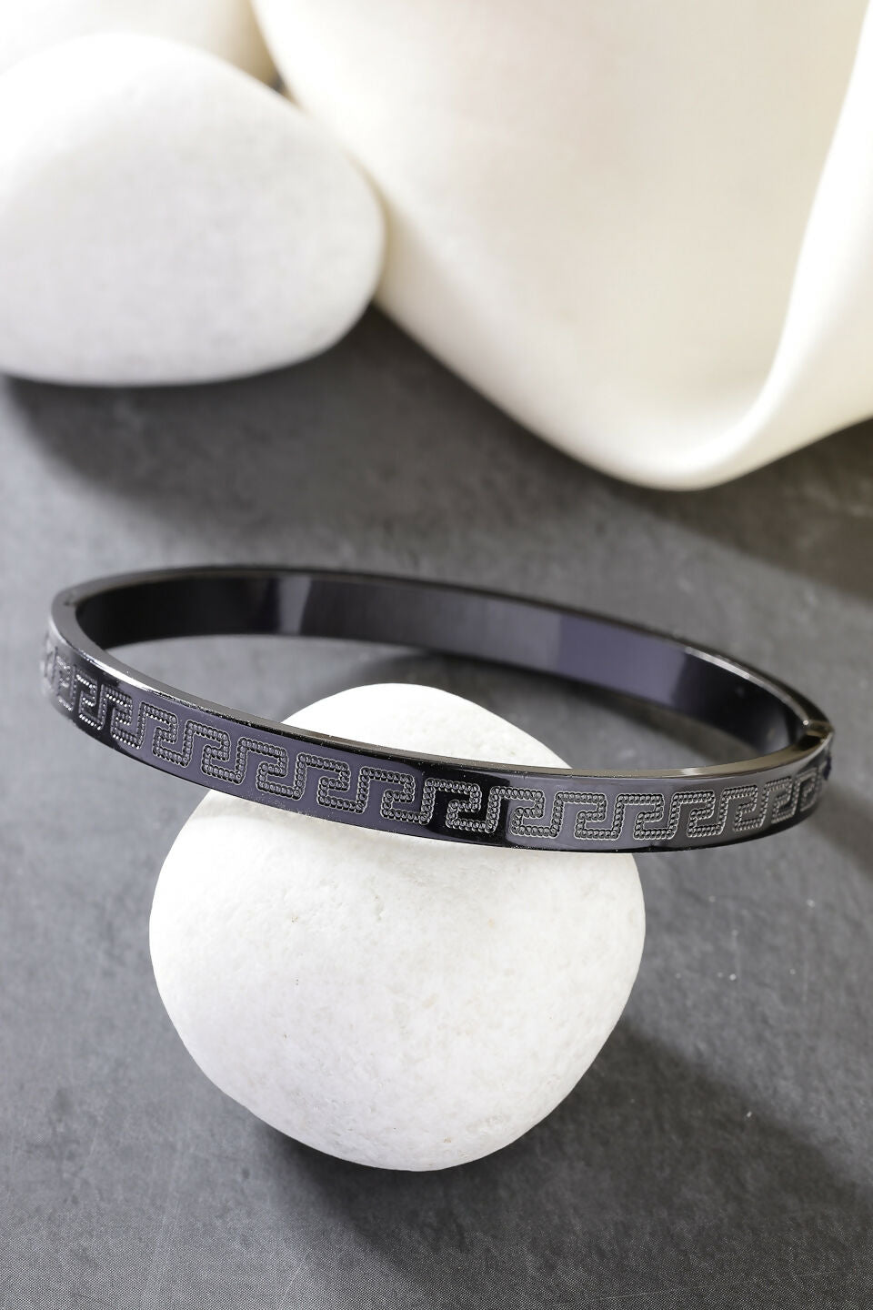 NVR Men's Set of 2 Gold & Black Rhodium-Plated Stainless Steel Kada Bracelet - Swadesiicart