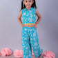Lil Drama Jaipur Girls Blue Printed Top with Printed Pant Co-ordinate Set - Swadesiicart