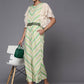 Ahalyaa Off White & Green Zig Zag Print Basic Jumpsuit - Swadesiicart