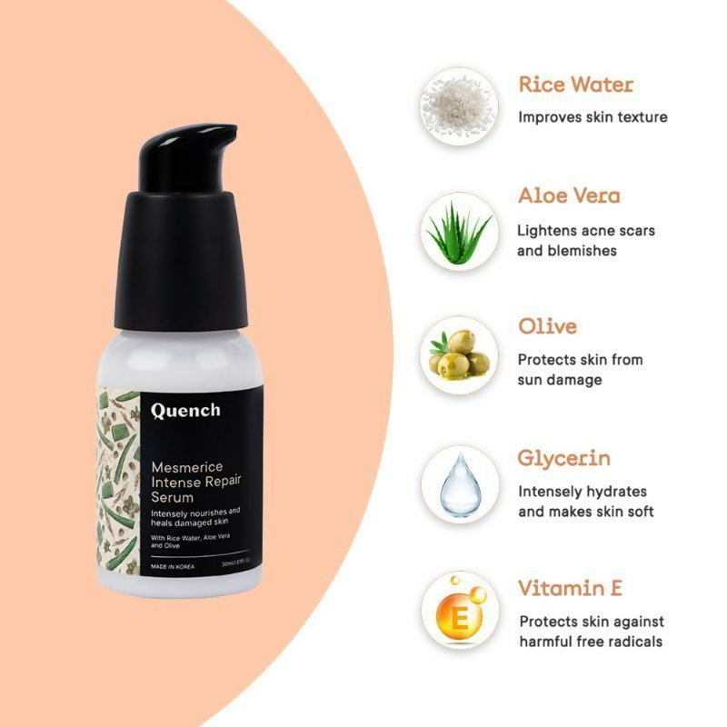 Quench Rice Water Intense Repair Serum With Niacinamide For Dewy & Even Skin Tone | Swadesiicart