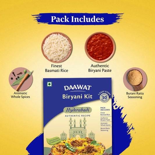 Daawat Biryani Kit Hyderabadi - Authentic Recipe - Swadesiicart