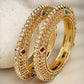 NVR Women's Set of 2 Gold-Polished Kundan Traditional Bangles - Swadesiicart