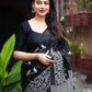 Black Silk Blend Ethnic Motifs Saree with Unstitched Blouse - Hiral Fashion | Swadesiicart