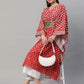 Ahalyaa Women Maroon Crepe Digital Printed Flared Sleeve Kaftan Kurta | Swadesiicart