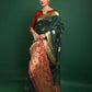 Vishnu Weaves Women's Bottle Green Tussar Silk Zari Woven Saree with Blouse - Swadesiicart