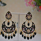 Black Gold-Polished Brass & Pearl Dangle Women Earrings| Hand Painted Meenakari Chandbali Traditional Ethnic Wear Earrings By House of Ree - Swadesiicart