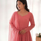 Joban Fashion Peach Kurta Set Georgette Sequence Embroidery Work - Swadesiicart