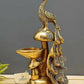 Craftvatika Gold-Toned Brass Diya Oil Lamp Peacock Hanging Diya | Swadesiicart