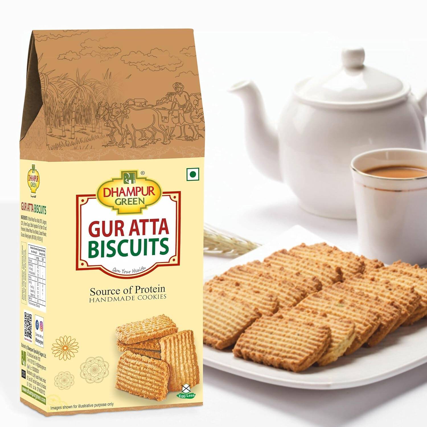 Dhampur Green Gur Atta Biscuit - Swadesiicart