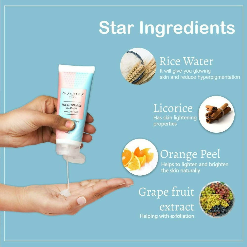 Glamveda Rice & Ceramide Korean Glass Skin Peel Off Mask - Swadesiicart