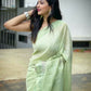 Vamsee Solid Color Sea Green Georgette Saree - Swadesiicart