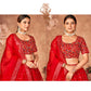 Wedding Designer Red Organzalehengha Choli - Anbazaar | Swadesiicart