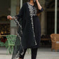 Juniper Women's Black Chinnon Solid Embroidered Kurta Set | Swadesiicart