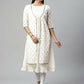 Ahalyaa Women's Off White Cotton Printed Kurta | Swadesiicart