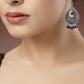 NVR Women's Silver-Plated Artificial Beads German Silver Oxidised Chandbali Earrings - NR Retail-NVR