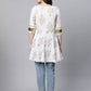 Ahalyaa Women Off White Pure Cotton Floral Printed Tunic | Swadesiicart