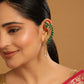 Nuyug 22K Gold Plated Faux Emerald Studded Contemporary Ear Cuff Earrings | Swadesiicart