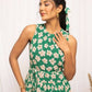 FIORRA Women's Green Georgette Floral Printed Western Dress - Swadesiicart