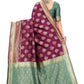 Vamika Ethnic Fire Purple Weaving Banarasi Jacquard Saree | Swadesiicart