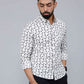 Miravan Men's White Spread Collar Bird Print Casual Shirt | Swadesiicart