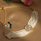Pearl and Kundan Choker with Intricate Flower Design (White) - Ruby Raang | Swadesiicart