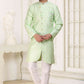 Raivat Ethnic Banarasi Jacquard Embroidery Semi Indo Western Sherwani In Pista Green Colour | Swadesiicart