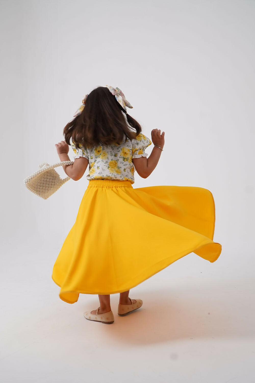 LH Luxury Fashion Ana Puff Sleeve Top & High Low Flared Skirt - Stylish Girls Co-ord Set - Swadesiicart