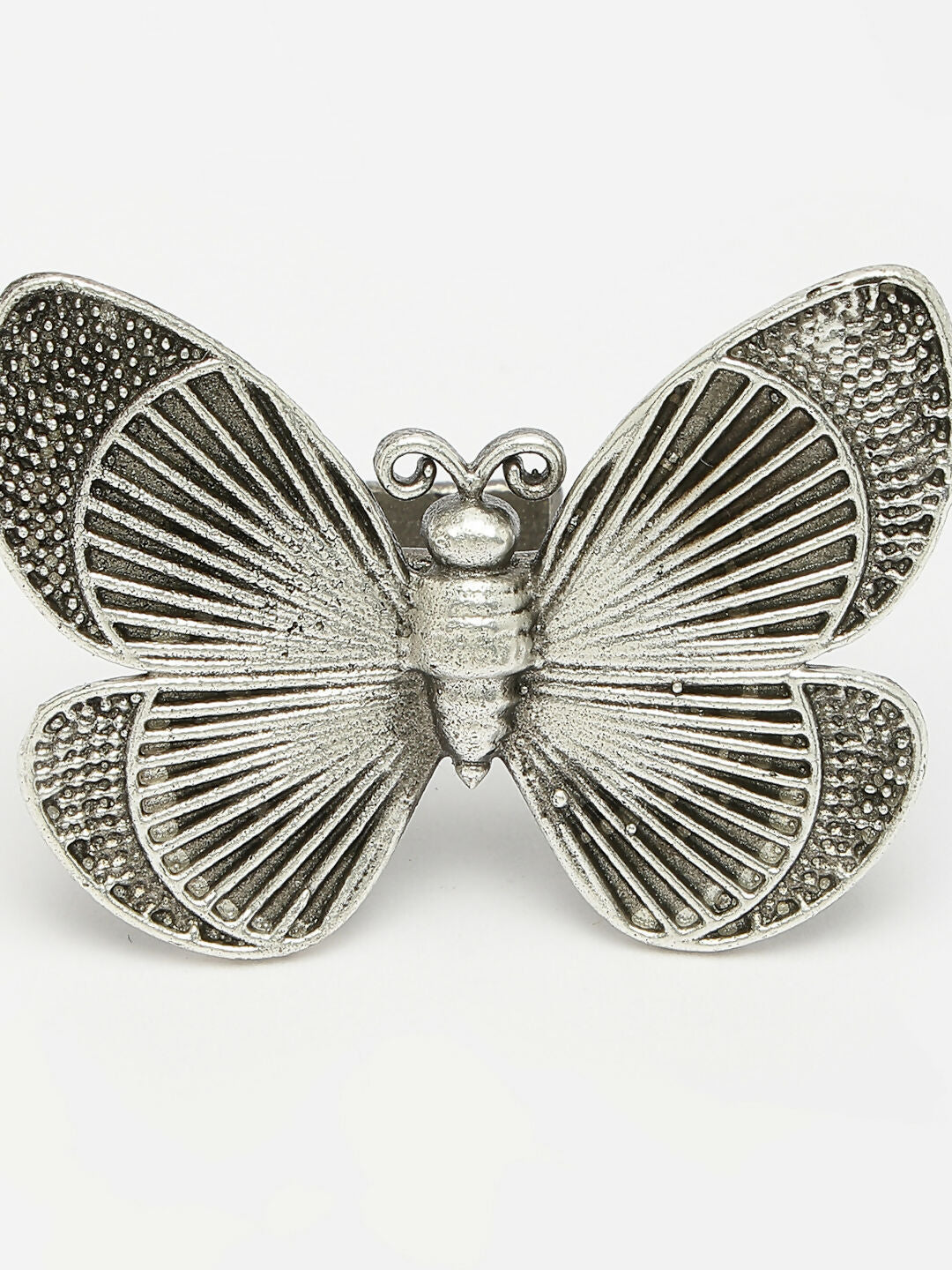 NVR Women's Silver-Toned Butterfly Shape Adjustable Finger Ring | Swadesiicart