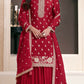 Anaita Red Chinon Embroidered Thread Work Stitched Salwar Suit