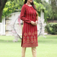 Juniper Maroon Ethnic Motif Printed Acrylic Straight Kurta. - Swadesiicart