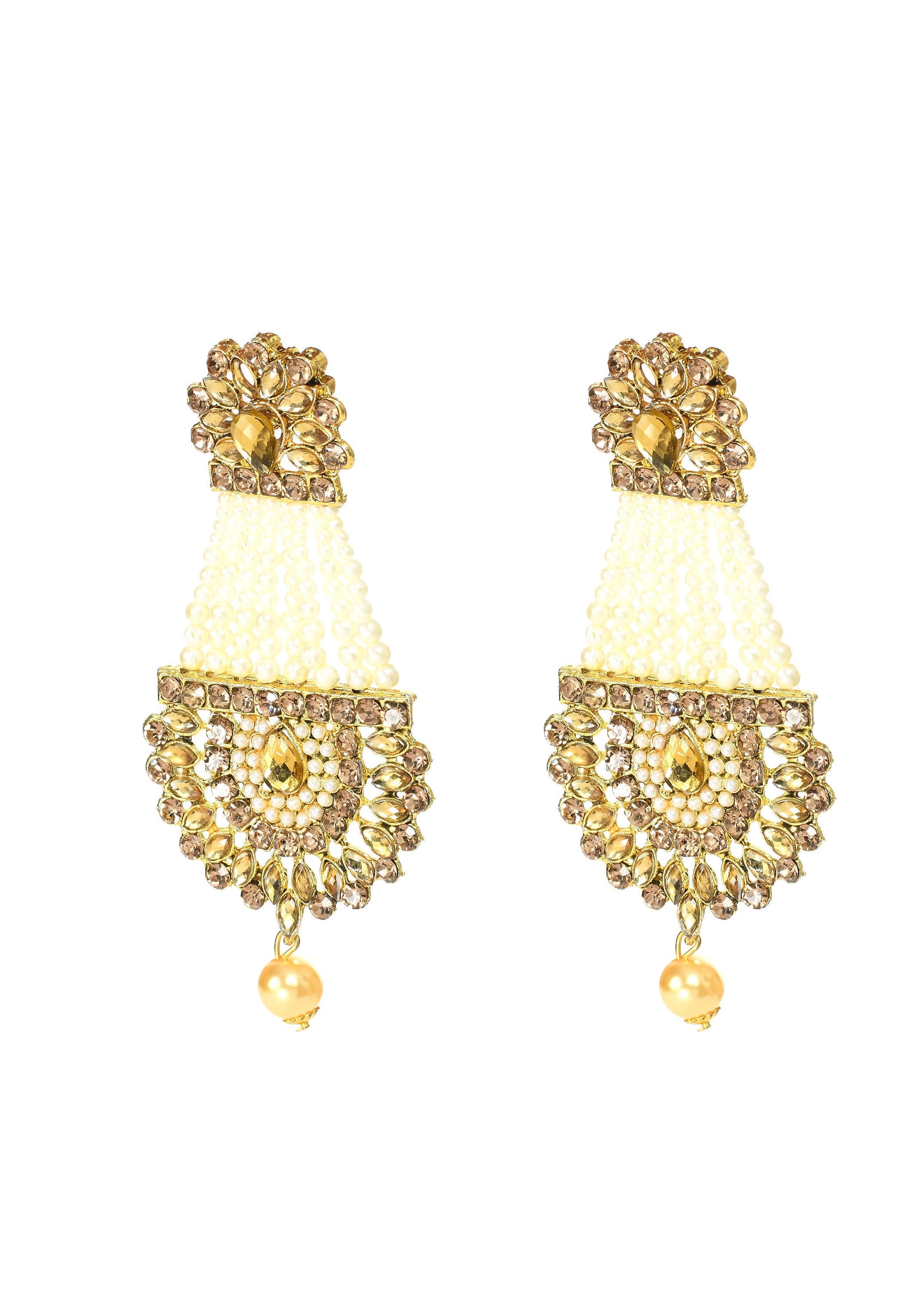 Mominos Fashion Johar Kamal Earrings With Kundan & Pearls Work - Swadesiicart