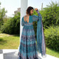 All Season Designer Blue With Multycolor Pure Maslin Gown - Anbazaar