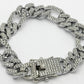 NVR Men Silver-Plated Stainless Steel American Diamond Studded Link Bracelet - Swadesiicart