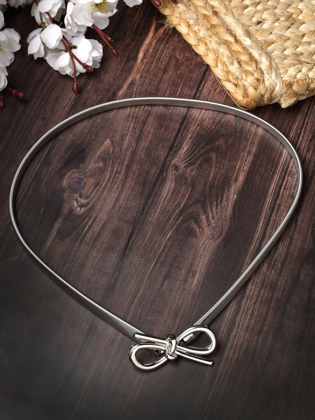 NVR Women Circular Silver Plated Stretchable Metal Belt | Swadesiicart