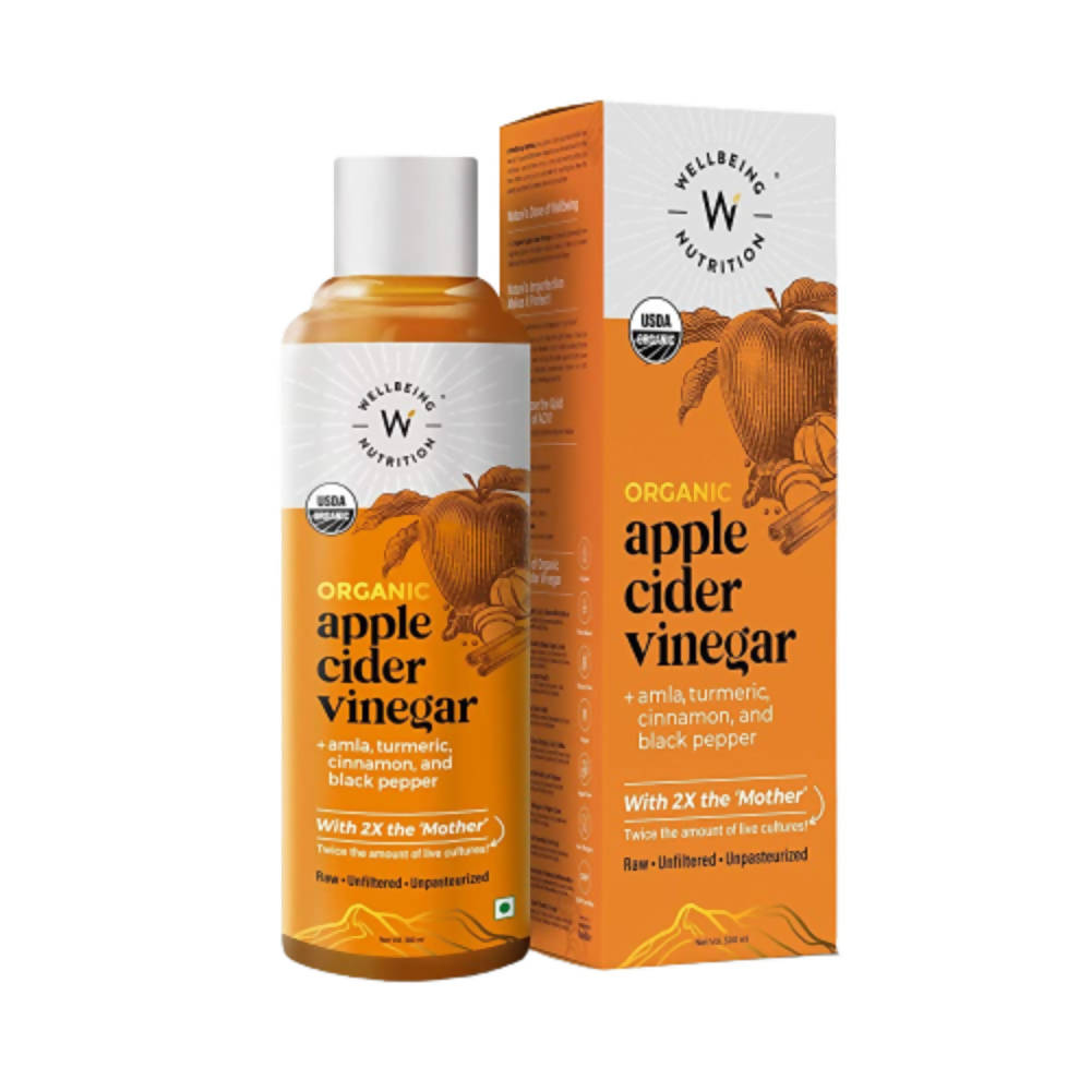 Wellbeing Nutrition Organic Apple Cider Vinegar with 2X Mother - Amla, Turmeric, Cinnamon, and Black Pepper | Swadesiicart