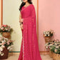 Aafreen Partywear Designer Pink White Rangoli Fancy Saree
