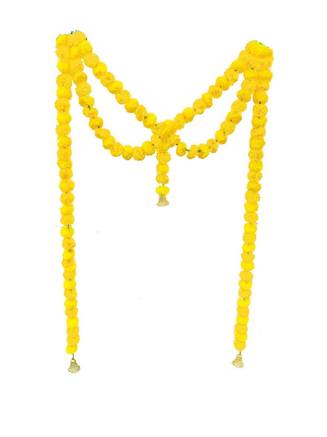 Tied Ribbons Yellow Hanging Marigold Garland Toran | Swadesiicart