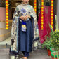 The52 Navy Blue Women's Beautiful Viscose Chanderi Fabric Embroidered Work Straight Kurta Pant and Dupatta Set - Swadesiicart