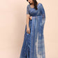 Shree Shyam Fashion Linen Cotton Indigo Blue Saree