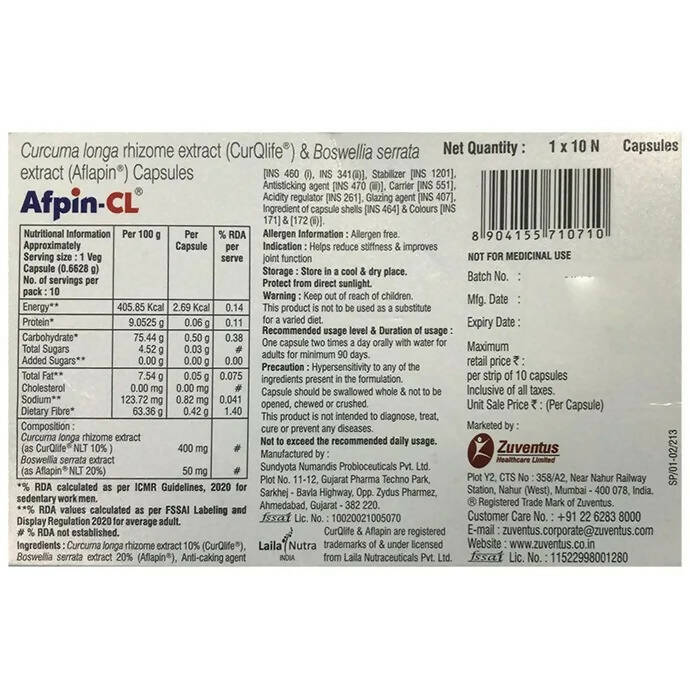 Zuventus Afpin-CL Capsules - Swadesiicart
