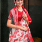 Shree Shyam Fashion Devistuti Red White Linen Cotton Saree