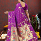 Lorenvalley Fashion Wine Soft Paithani Silk Woven Design Gold Zari Meenakari Weaving Saree - Swadesiicart