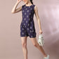Myshka Women's Blue Printed Round Neck Party Top With Shorts Co-ord set - Swadesiicart