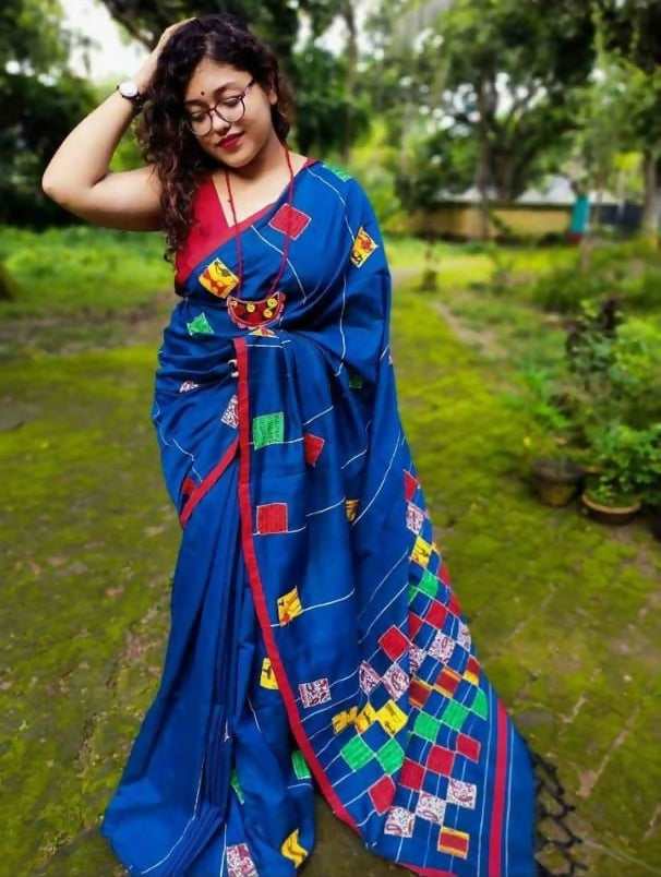 Exclusive Collection Multy Beautiful Cotton Applique Work Saree - Swadesiicart