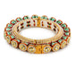 Gold-Polished Green Kundan-Studded Bangle - Ruby Raang - Swadesiicart