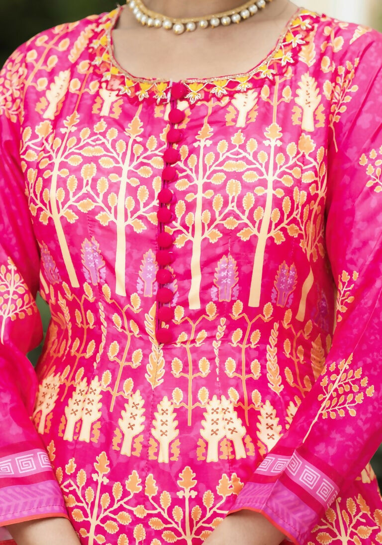 Wedding Designer Pink Soft Dola Silk Anarkali suit with Dupatta - Samanta - Swadesiicart