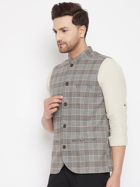 Even Apparels Multi Merino Men's Nehru Jacket-Contrast Lining-Free Pocket Square | Swadesiicart