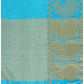 Mimosa Women's Banarasi Tussar Silk Turquoise Blue Saree | Swadesiicart