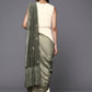 Ahalyaa Off White & Olive Green Ethnic Maxi Dress with Attached Dupatta | Swadesiicart